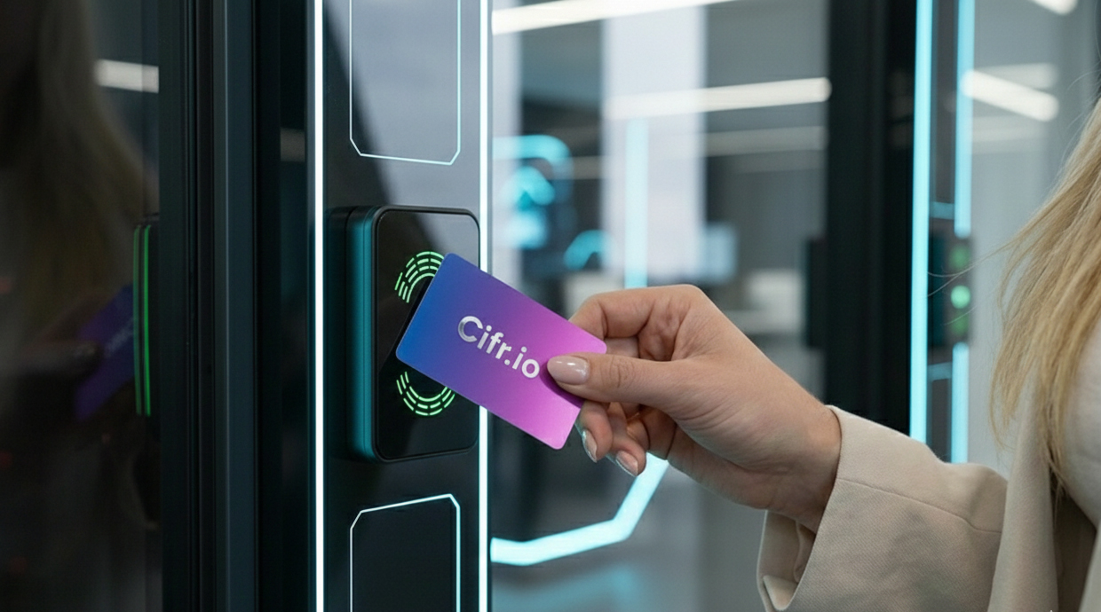 A Cifr access card being scanned at a reader